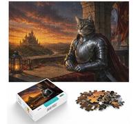 Puzzle 1000 pièces pour Adultes, Cat Knight in Shining Armor | Comme idée cadeau de Noël : ce puzzle adulte 1000 pièces propose un défi plus long pour les journées d'hiver.