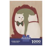 Puzzle 1000 Pièces pour Adultes Cat Looking in Mirror with Bowtie Puzzle pour Adultes - Jeu Manuel - Améliore La Mémoire - Cadeau Anti-Stress 52x38cm/1000pcs