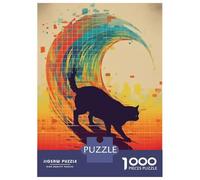 Puzzle 1000 Pièces pour Adultes Cat Pixel Wave Puzzle Adulte - Jeux Relaxants - Course De Vitesse Manuelle - Cadeau d'anniversaire Unique 38x26cm/1000pcs