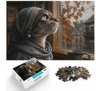 Puzzle 1000 pièces pour Adultes, Cat with a Pearl Earring Parody | Pour des fêtes tranquilles : Puzzle adulte 1000 pièces ; pour partager un moment calme pendant les fêtes.