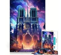 Puzzle 1000 pièces pour Adultes Cathédrale Notre-Dame de Paris Casse-tête Amusant et Complexe,Cadeau de Loisirs et de détente,décoration de Noël (38x52cm)