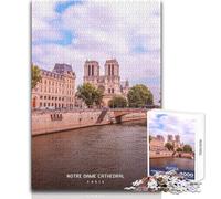 Puzzle 1000 pièces pour Adultes - Cathédrale Notre-Dame - Jeu éducatif - Défi Difficile - Jouet Anti-Stress - Dimensions:50x75cm