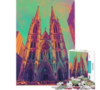 Puzzle 1000 pièces pour Adultes Cathédrale Saint-Patrick New York Jeu de Puzzle Familial Idéal pour se détendre à la Maison Cadeau Parfait pour Toute la Famille (Dimensions 38x26cm)