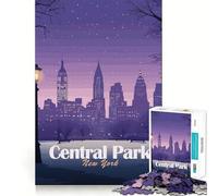 Puzzle 1000 pièces pour Adultes Central Park New York la Nuit Décoration Clean Fit Jouet d'exercice cérébral Moments de détente et de Plaisir pour Un Anniversaire (50x75cm)