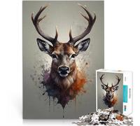 Puzzle 1000 pièces pour Adultes Cerf à l'aquarelle Défi Difficile pour soulager Le Stress Décoration d'intérieur et Cadeaux Uniques 75x50cm