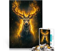 Puzzle 1000 pièces pour Adultes Cerf Alpha Ardent Jouets éducatifs d'apprentissage Activités Amusantes à la Maison, Cadeaux d'anniversaire, Cadeaux de Voyage, 38x26cm