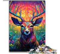 Puzzle 1000 pièces pour Adultes Cerf Art psychédélique Puzzles Difficiles pour Adultes Idéal pour Les Amoureux, Cadeau Parfait pour Noël, Nouvel an, Saint-Valentin Taille : 38x26cm