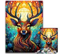 Puzzle 1000 pièces pour Adultes Cerf Art psychédélique Puzzles en Carton Idéal DIY Décoration & Casse-tête Cadeau 26x38cm / 10,23x14,96 Pouces