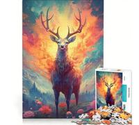 Puzzle 1000 pièces pour Adultes Cerf dans la forêt, Jeu mystérieux et Impossible, Interaction Parent-Enfant, liste de souhaits avec Le Père Noël 50x75cm