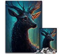 Puzzle 1000 pièces pour Adultes, cerf de la forêt Mythique, Puzzle en Bois, idéal pour décorer et stimuler Le Cerveau, 50x75cm