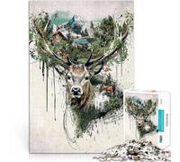 Puzzle 1000 pièces pour Adultes Cerf Difficile à réaliser mais Amusant et Humoristique Décoration d'intérieur et Cadeaux Uniques 52x38cm