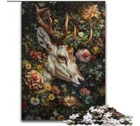 Puzzle 1000 pièces pour Adultes Cerf Floral 1000 pièces, pour la décoration intérieure, Divertissement en Famille, à partir de 14 Ans (Taille 26x38cm)