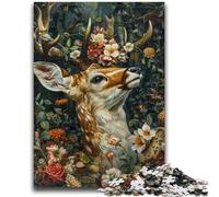 Puzzle 1000 pièces pour Adultes Cerf Floral Jouet éducatif et éducatif Idéal comme Cadeau pour Toute la Famille 26x38cm