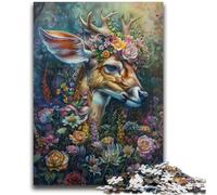 Puzzle 1000 pièces pour Adultes, cerf Floral, Jouets éducatifs, Anti-Stress, Collection d'artistes, Beaux-Arts, 50x75cm