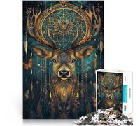Puzzle 1000 pièces pour Adultes Cerf Magique Fantastique Compétition de Vitesse Manuelle avec Affiche et Feuille de Questions correspondantes 38x26cm