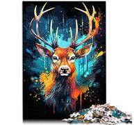 Puzzle 1000 pièces pour Adultes Cerf Mignon et Lumineux Puzzle Jeu Pratique 26x38 cm avec Affiche Assortie et Feuille de Questions