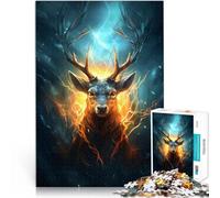Puzzle 1000 pièces pour Adultes Cerf Noir épique Jouets de Jeu pour Cadeau Familial Activités Amusantes à la Maison, Cadeaux d'anniversaire, Cadeaux de Voyage, 75x50cm