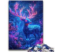 Puzzle 1000 pièces pour Adultes Cerf psychédélique Jeux éducatifs Décoration de la Maison Jeu éducatif pour Anniversaire, Noël 26x38cm