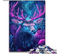 Puzzle 1000 pièces pour Adultes Cerf psychédélique, Jouet éducatif et décompressant, Cadeau d'anniversaire (Taille 26x38cm)