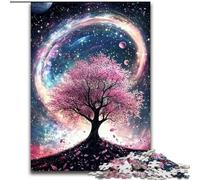 Puzzle 1000 pièces pour Adultes Cerisier en Fleurs Puzzle en Bois pour Noël, Halloween, Pâques, Nouvel an Taille 50x75cm