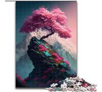 Puzzle 1000 pièces pour Adultes, Cerisier en Fleurs Roses, en Bois, pour Adolescents et Famille - Jeu de réflexion à Faire soi-même, 1000 pièces(50x75cm)
