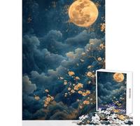 Puzzle 1000 pièces pour Adultes Cerisiers en Fleurs et Lune Jeu Impossible pour améliorer sa mémoire (38x52cm)