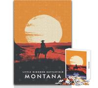Puzzle 1000 pièces pour Adultes - Champ de Bataille de Little Bighorn - Superbe Design - Jeu Difficile et Stimulant - Idée Cadeau - Dimensions 50x75cm