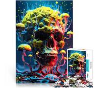 Puzzle 1000 pièces pour Adultes Champignons psychédéliques Skull Difficile Difficile Car C'est Un pour Toute la Famille 52x38cm
