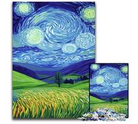 Puzzle 1000 pièces pour Adultes Champs sous Le Ciel Nocturne Puzzles en Bois pour Les 14 Ans et Plus Défi éducatif Activités Amusantes à la Maison, Cadeaux d'anniversaire, Cadeaux de Voyage 50X75CM