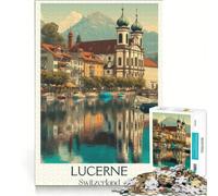 Puzzle 1000 pièces pour Adultes Chapel Bridge Lucerne | 38x26cm Analyse et logique Décompression intellectuelle Cadeaux uniques d'anniversaire et de Noël