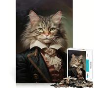Puzzle 1000 pièces pour Adultes Chat Aristocrate Découpe Nette Jeu de Concentration Cadeau Jeu de détente Scène de Noël Art (50x75cm)