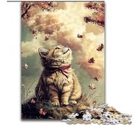 Puzzle 1000 pièces pour Adultes Chat Assis, idéal pour Les Adolescents, Les Liens familiaux, Les Casse-têtes et Les décorations d'intérieur DIY (Taille 26x38cm)