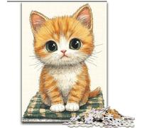 Puzzle 1000 pièces pour Adultes Chat Assis sur Un Tapis, Jouet éducatif idéal comme Cadeau pour Toute la Famille à partir de 14 Ans (Taille 26x38cm)