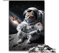 Puzzle 1000 pièces pour Adultes Chat Astronaute en Bois, idéal pour s'amuser en Famille, se détendre et Offrir des Cadeaux de Vacances 50x75cm Fête d'anniversaire pour Hommes et Femmes