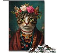 Puzzle 1000 pièces pour Adultes Chat avec Frida Kahlo Puzzles pour Adultes 1000 pièces pour Anniversaires, fêtes et Occasions spéciales (Taille 26x38cm)