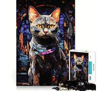 Puzzle 1000 pièces pour Adultes Chat Birman Abstrait Ajustement Parfait Art Jeu de réflexion Cadeau Jeu Lent Décoration Murale de Noël (50x75cm)