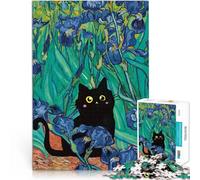 Puzzle 1000 pièces pour Adultes Chat dans Les Iris Jouets éducatifs d'apprentissage Chaque pièce est Unique - Jeu Familial Stimulant et Amusant 38x26cm