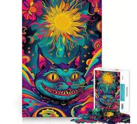 Puzzle 1000 pièces pour Adultes, Chat du Cheshire psychédélique, Jeu de réflexion Amusant et Complexe, pour Noël (38x52cm)