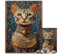 Puzzle 1000 pièces pour Adultes Chat égyptien Antique Puzzles en Bois Design Complexe pour Adolescents, décoration DIY et Divertissement Stimulant pour Le Cerveau 50x75cm