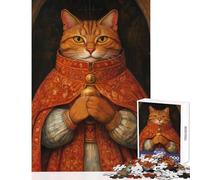 Puzzle 1000 pièces pour Adultes Chat en Robe Royale Décoration Murale Cadeau d'anniversaire pour Toute la Famille (50x75cm)