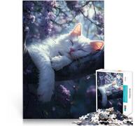 Puzzle 1000 pièces pour Adultes Chat endormi dans Les Fleurs Entraînez Votre Cerveau et Vos Mains Une œuvre d'art 52x38cm