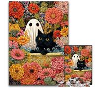 Puzzle 1000 pièces pour Adultes Chat et âme Puzzles en Carton Décoration d'intérieur colorée et Jeu Familial interactif, 26x38cm