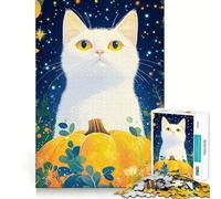 Puzzle 1000 pièces pour Adultes Chat et Citrouille Découpe précise Art Jeu de réflexion créatif Loisirs Jeu Amusant Cadeau d'anniversaire (50x75cm)