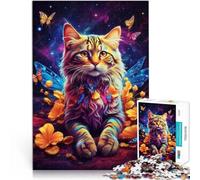 Puzzle 1000 pièces pour Adultes Chat et Petit Papillon Jouets de Divertissement Familial Offrir en Cadeau à Toute la Famille 50x70cm