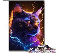 Puzzle 1000 pièces pour Adultes Chat étoilé en Bois, idéal pour s'amuser en Famille, se détendre et Offrir des Cadeaux de Vacances 50x75cm Fête d'anniversaire pour Hommes Femmes