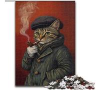 Puzzle 1000 pièces pour Adultes Chat Fumeur, Jeu Familial interactif, pour Les fêtes, Jeu d'activités familiales 50x75cm