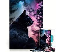Puzzle 1000 pièces pour Adultes Chat Galaxie Animaux Nature Découpe précise Art Jeu créatif et cérébral Loisirs Jeu Amusant Cadeau d'anniversaire (50x75cm)