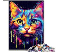 Puzzle 1000 pièces pour Adultes Chat Graffiti coloré en Bois, pour Les Parents, Les Amoureux, Les Amis - 14 Ans et Plus 50x75cm pour Un Jeu interactif en Famille