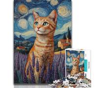 Puzzle 1000 pièces pour Adultes Chat Lavande, Jouets éducatifs et éducatifs pour la Famille, pour renforcer l'amour Entre Couples, 38x26cm