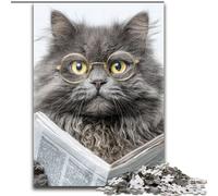 Puzzle 1000 pièces pour Adultes, Chat lisant Un Journal, Puzzle en Carton 26x38cm, Jeu Familial interactif, défi cérébral, Jouet éducatif